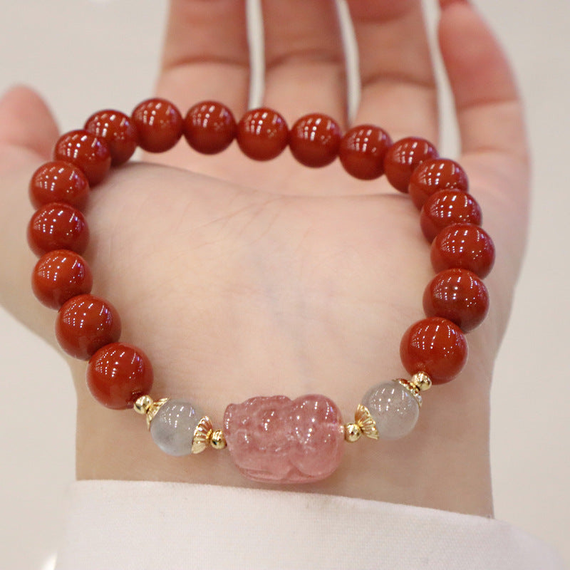 South Red Agate Bracelet with Pixiu