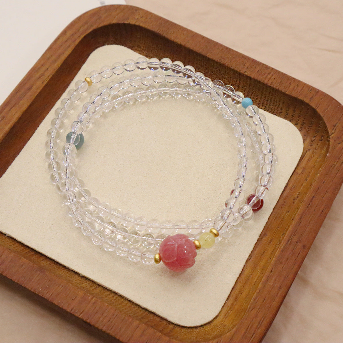 White Crystal Energy Bracelet in 3 Circles