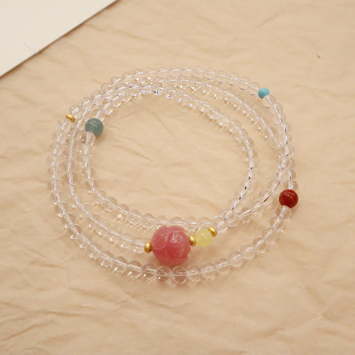 White Crystal Energy Bracelet in 3 Circles