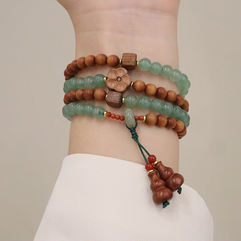 Strawberry Quartz and Buddha Beads Bracelet