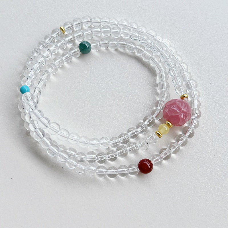 White Crystal Energy Bracelet in 3 Circles